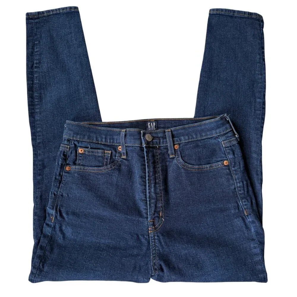 GAP true skinny high rise dark wash blue denim stretchy jeans women's 30S/10S - Picture 8 of 10
